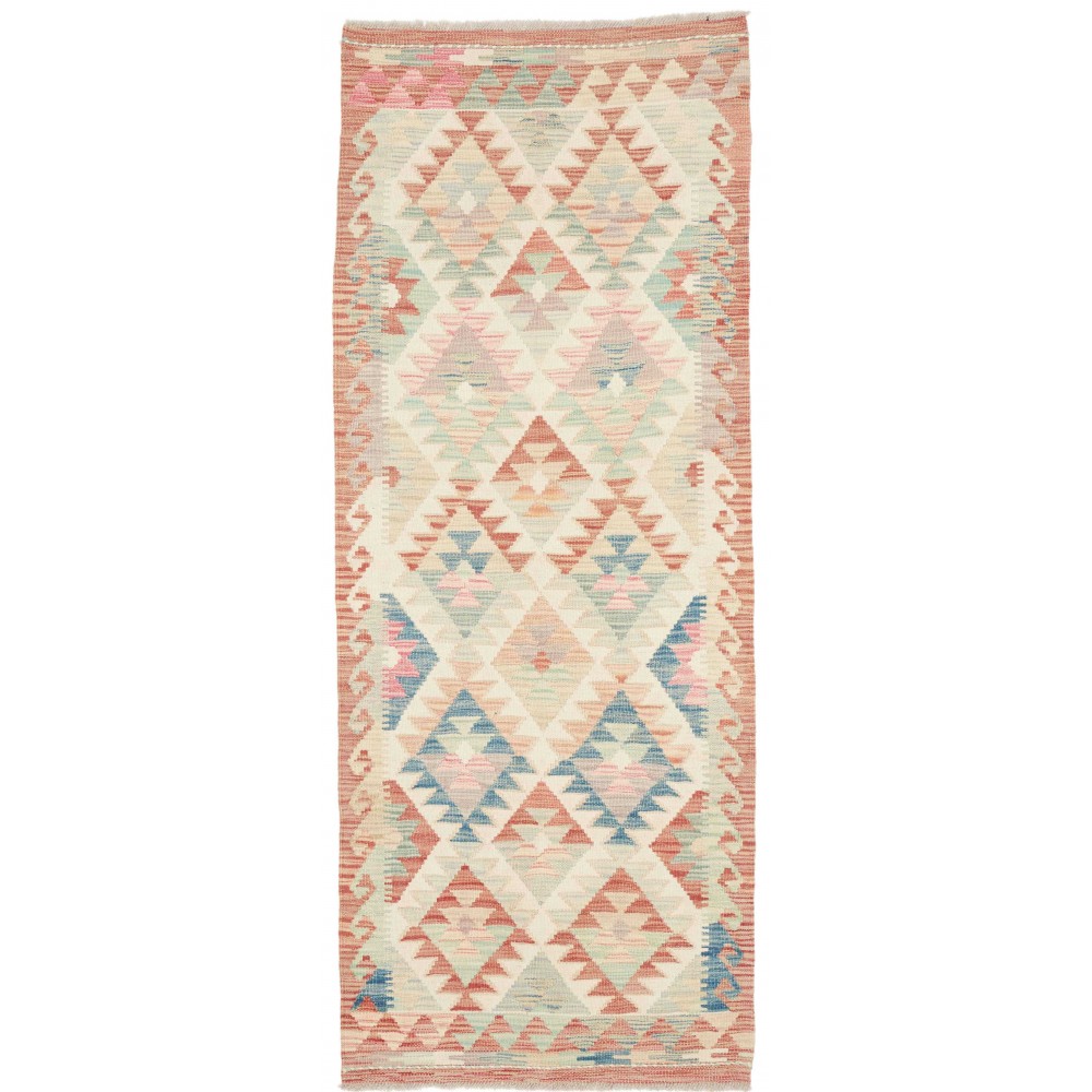 Tappeto Kilim Afghanistan bianco giallo 78x198
