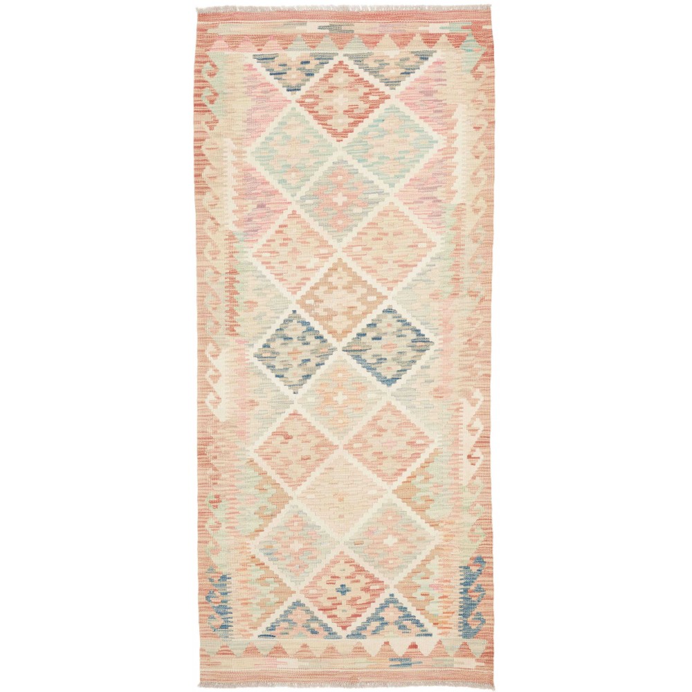 Tappeto Kilim Afghanistan giallo azzurro 86x198