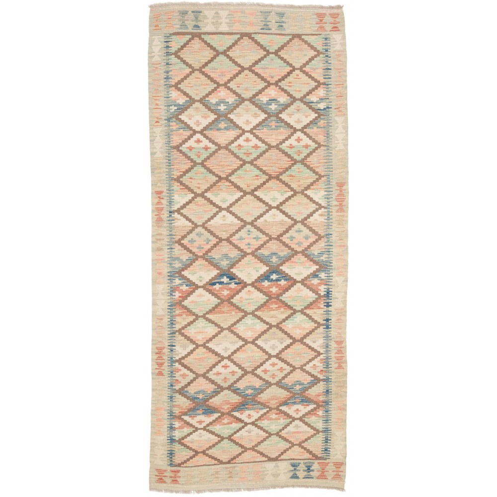 Tappeto Kilim Afghanistan marrone bianco 84x200