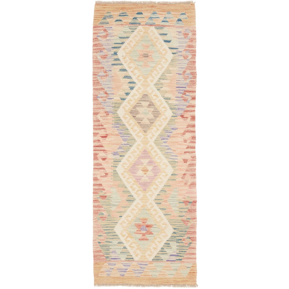 Tappeto Kilim Afghanistan giallo azzurro 62x170