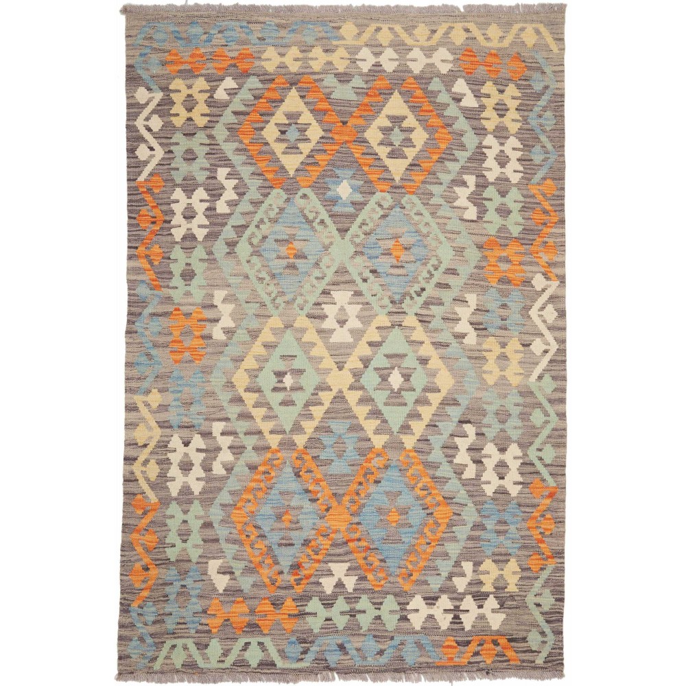 Tappeto Kilim Afghanistan marrone azzurro 123x174