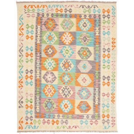 Tappeto Kilim Afghanistan bianco arancione 151x193