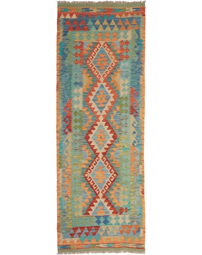 Tappeto Kilim Afghanistan bianco arancione 85x243