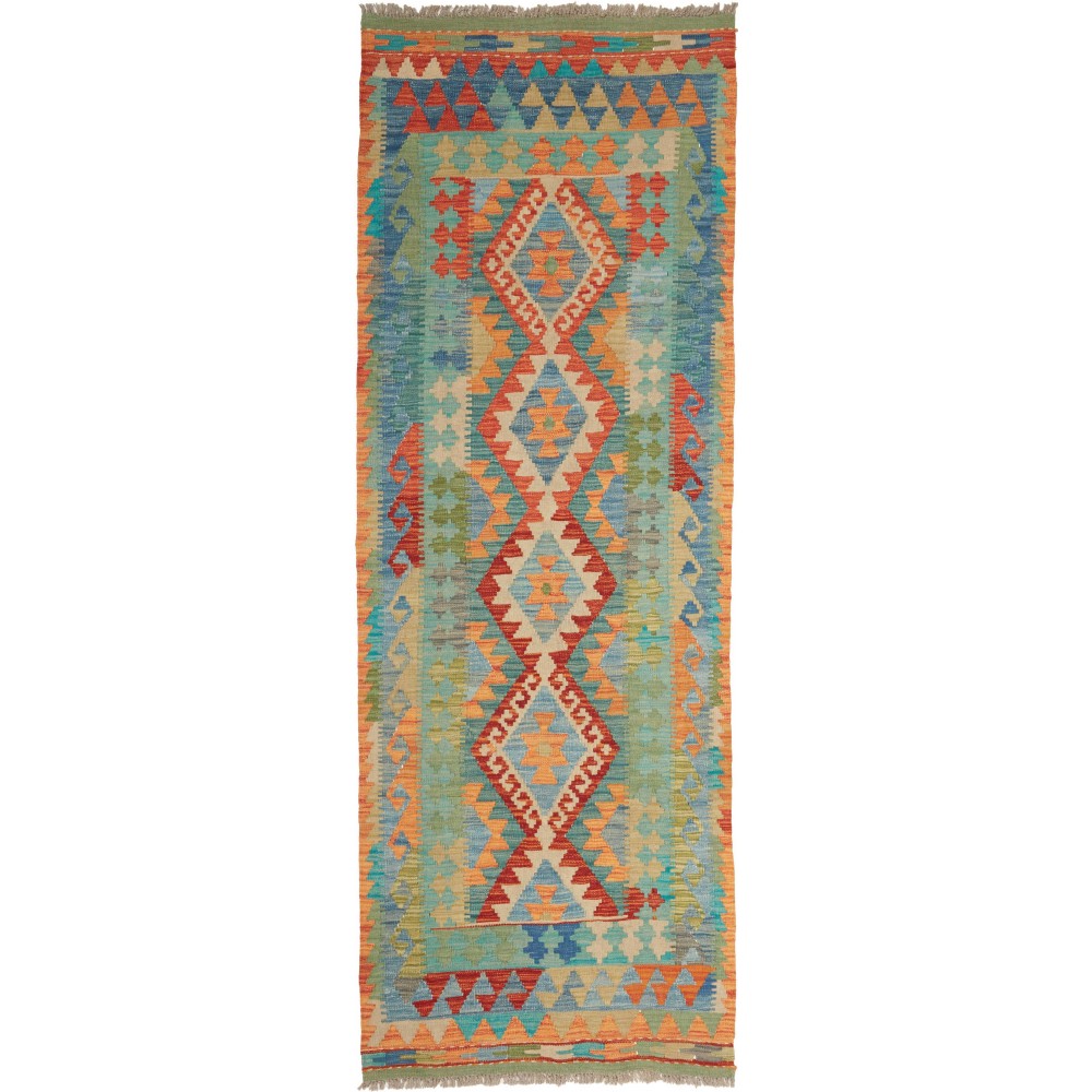 Tappeto Kilim Afghanistan bianco arancione 85x243