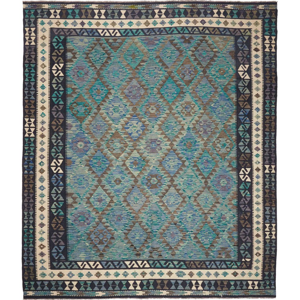 Tappeto Kilim Afghanistan azzurro beige 252x292