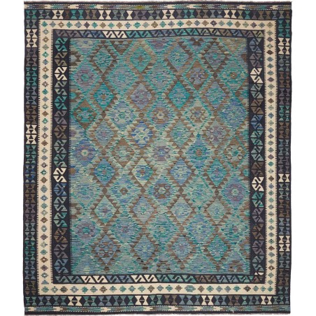 Tappeto Kilim Afghanistan azzurro beige 252x292