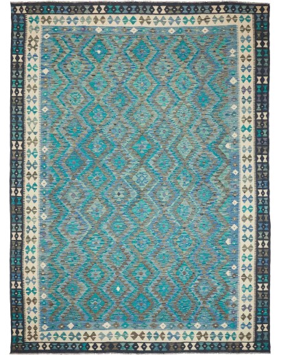Tappeto Kilim Afghanistan grigio bianco 255x344