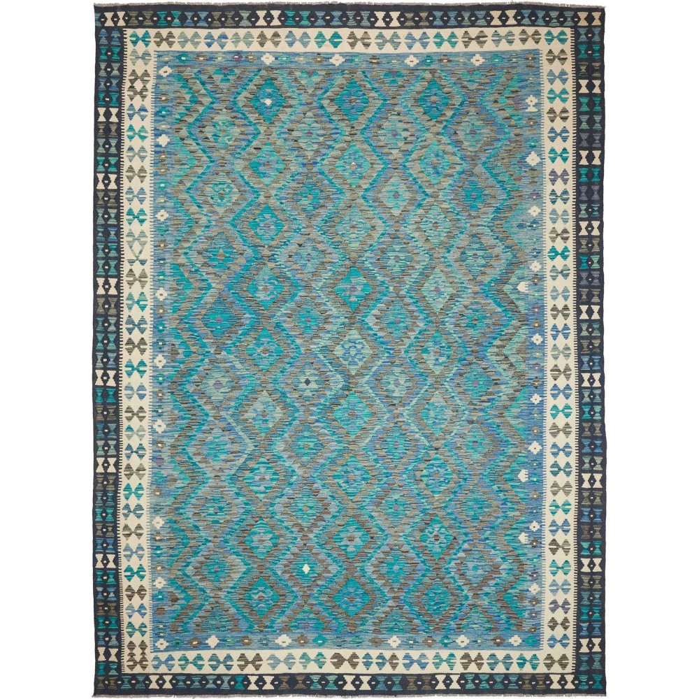 Tappeto Kilim Afghanistan grigio bianco 255x344