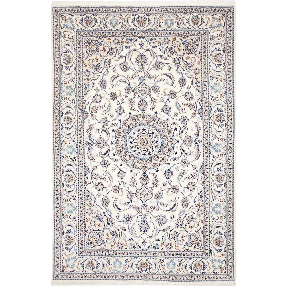 Tappeto Nain Kashmar Persia bianco grigio 200x307