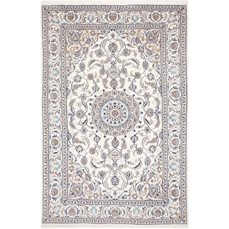 Tappeto Nain Kashmar Persia bianco grigio 200x307