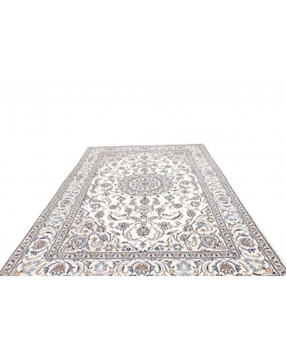 Tappeto Nain Kashmar Persia bianco grigio 200x307