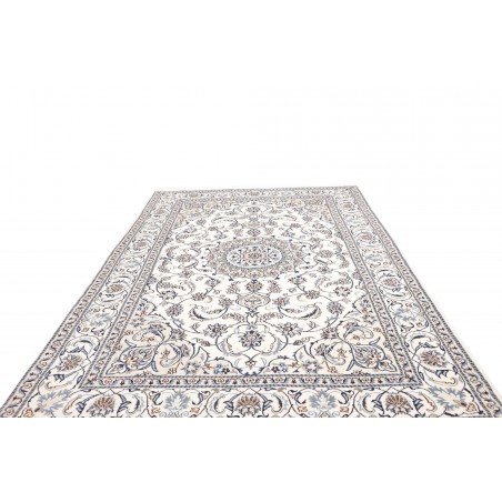 Tappeto Nain Kashmar Persia bianco grigio 200x307