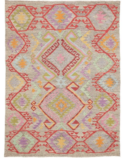 Tappeto Kilim Afghanistan marrone rosso 152x208