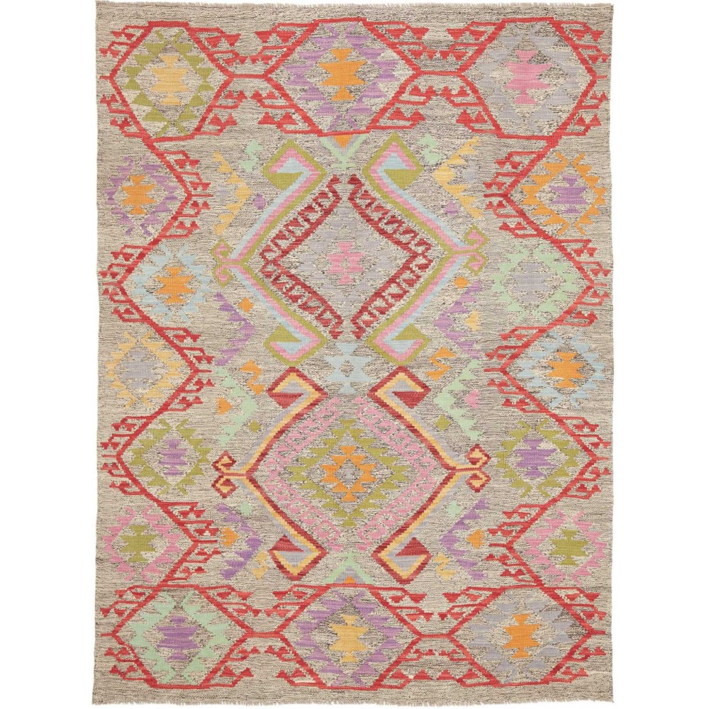 Tappeto Kilim Afghanistan marrone rosso 152x208