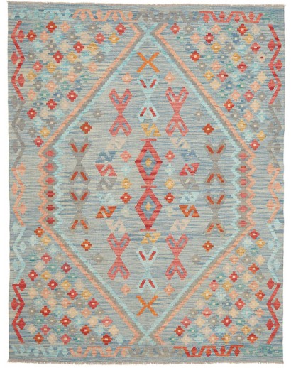 Tappeto Kilim Afghanistan azzurro marrone 158x205