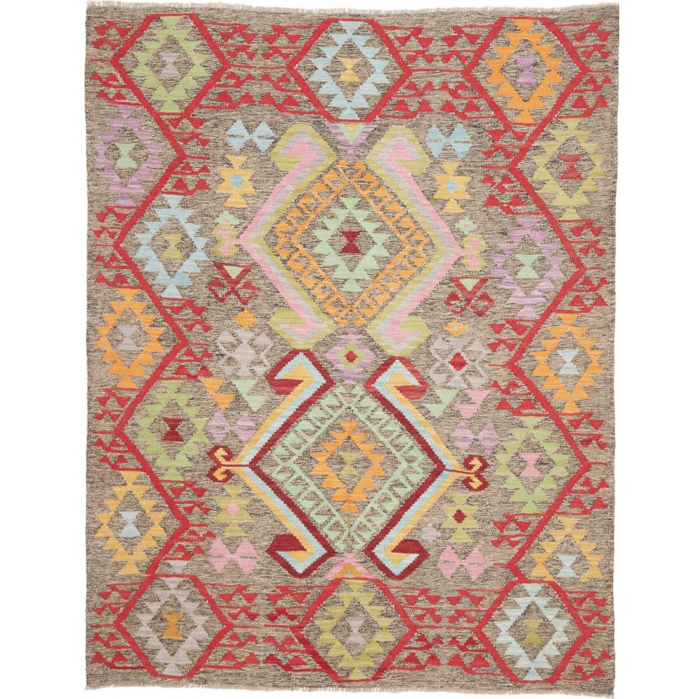 Tappeto Kilim Afghanistan marrone rosso 154x196