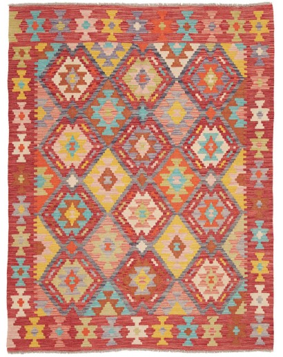 Tappeto Kilim Afghanistan rosso marrone 155x198