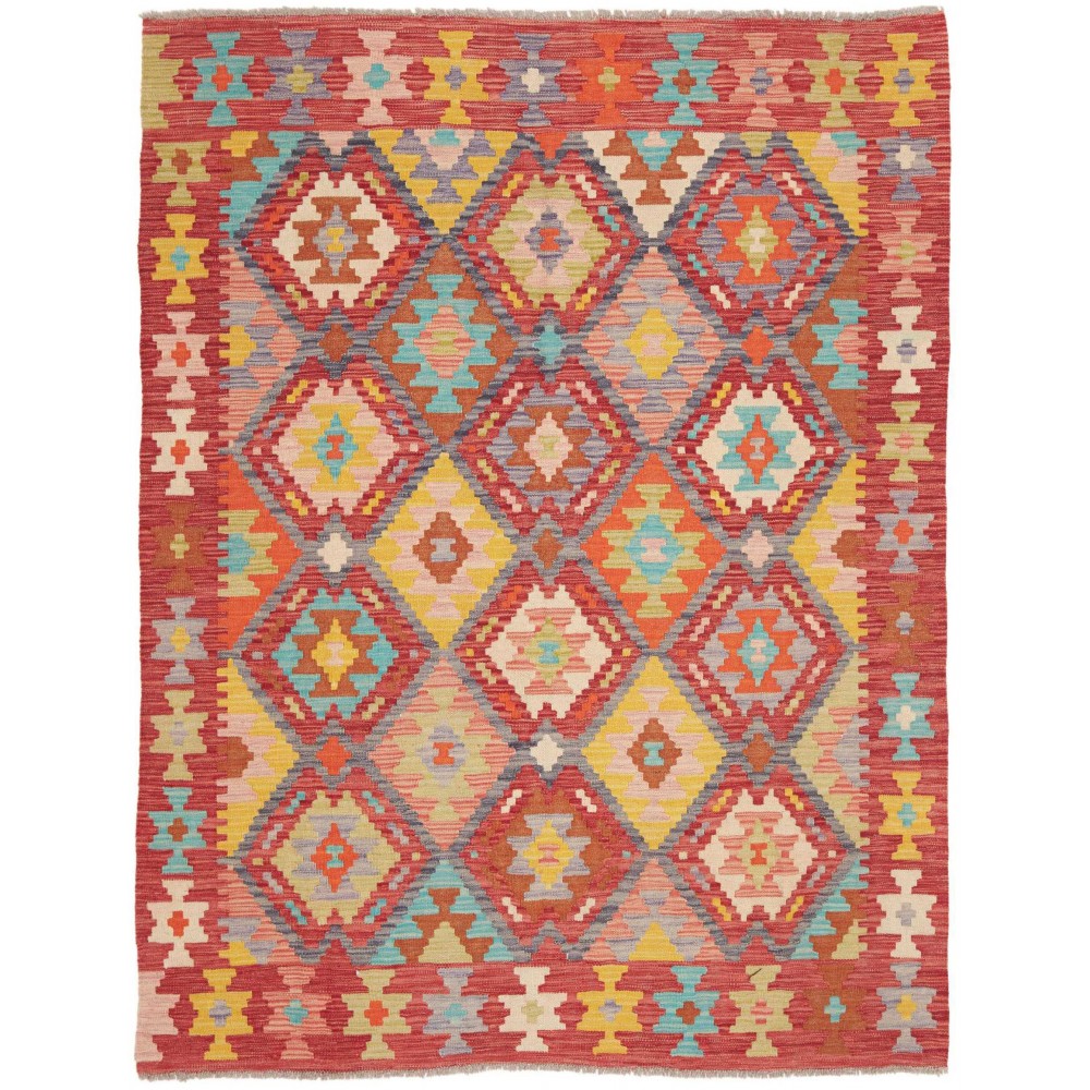 Tappeto Kilim Afghanistan rosso marrone 155x198