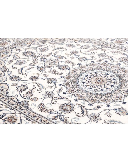 Tappeto Nain Kashmar Persia bianco grigio 200x307