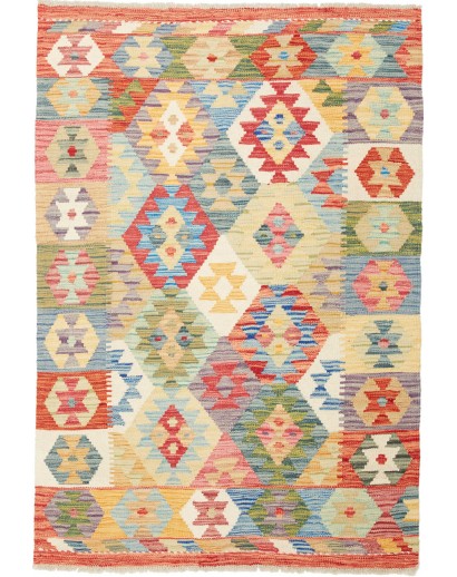 Tappeto Kilim Afghanistan marrone giallo 102x150