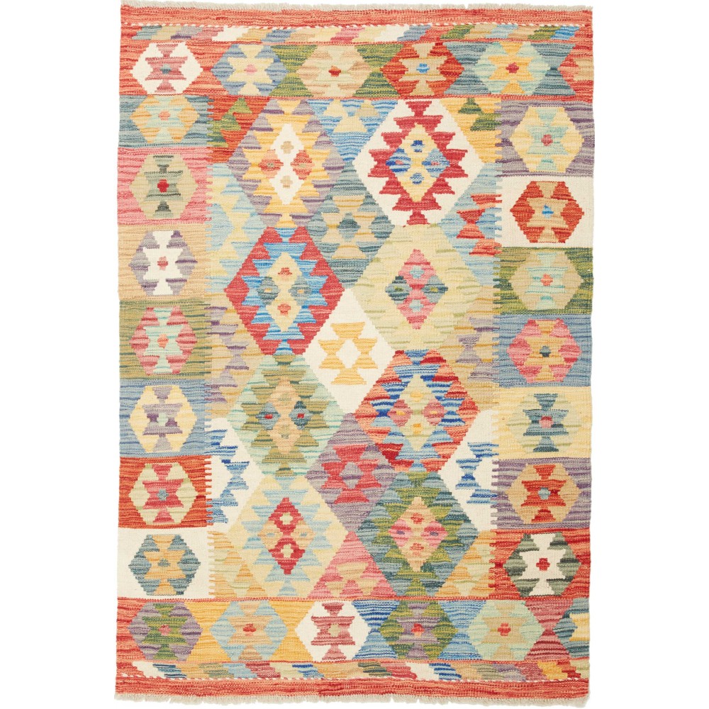 Tappeto Kilim Afghanistan marrone giallo 102x150