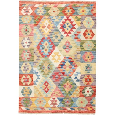 Tappeto Kilim Afghanistan marrone giallo 102x150