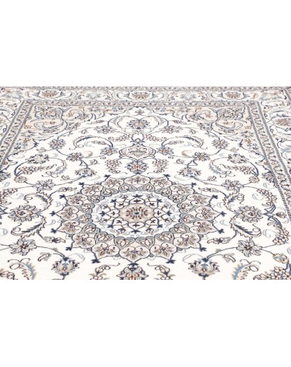 Tappeto Nain Kashmar Persia bianco grigio 200x307