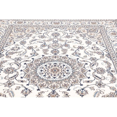 Tappeto Nain Kashmar Persia bianco grigio 200x307
