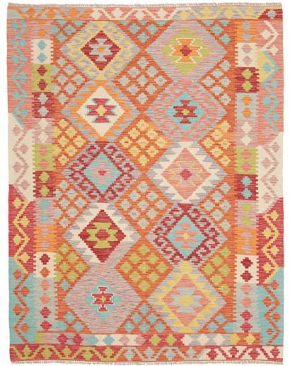 Tappeto Kilim Afghanistan marrone arancione 153x202