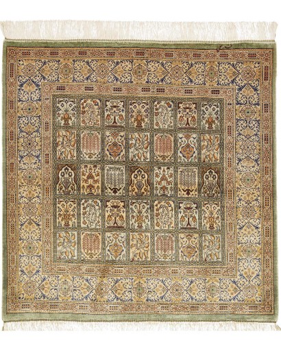 Tappeto Ghom seta Persia marrone beige 95x97
