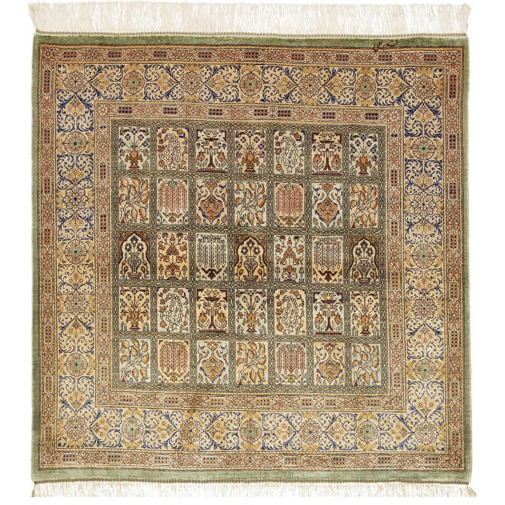 Tappeto Ghom seta Persia marrone beige 95x97