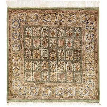 Tappeto Ghom seta Persia marrone beige 95x97