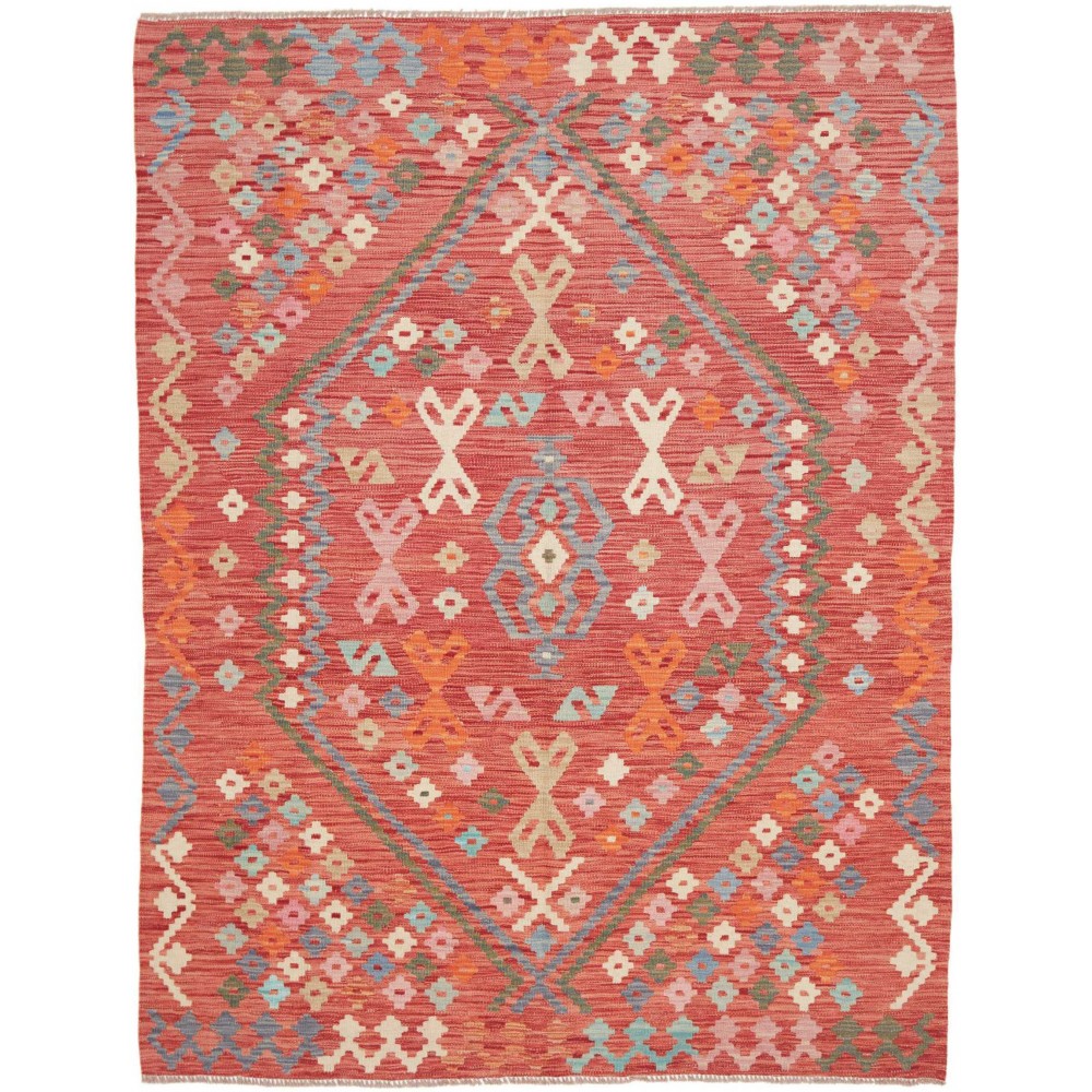 Tappeto Kilim Afghanistan rosso giallo 149x196