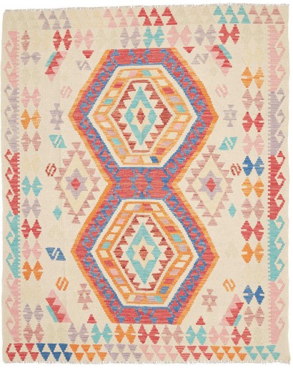 Tappeto Kilim Afghanistan bianco giallo 150x190