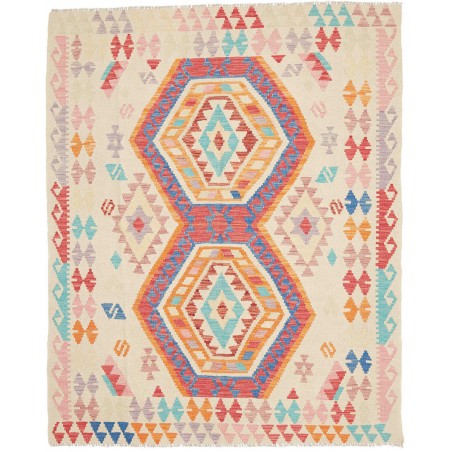 Tappeto Kilim Afghanistan bianco giallo 150x190