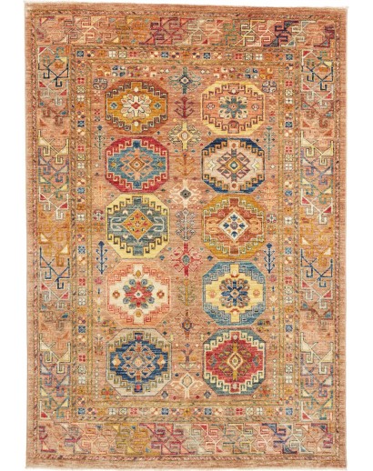 Tappeto Tribal Pakistan marrone giallo 146x210