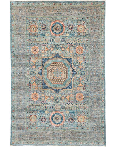 Tappeto Mamlouk Pakistan azzurro marrone 124x190