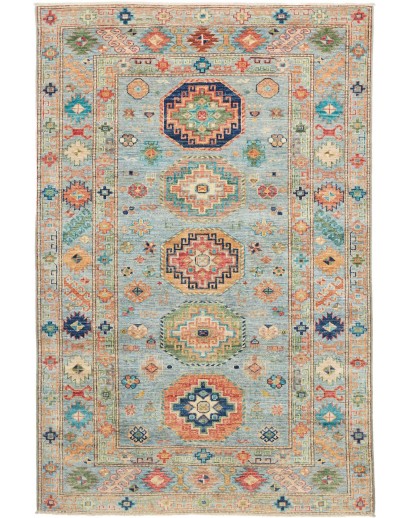 Tappeto Kazak Fine Pakistan azzurro beige 126x192