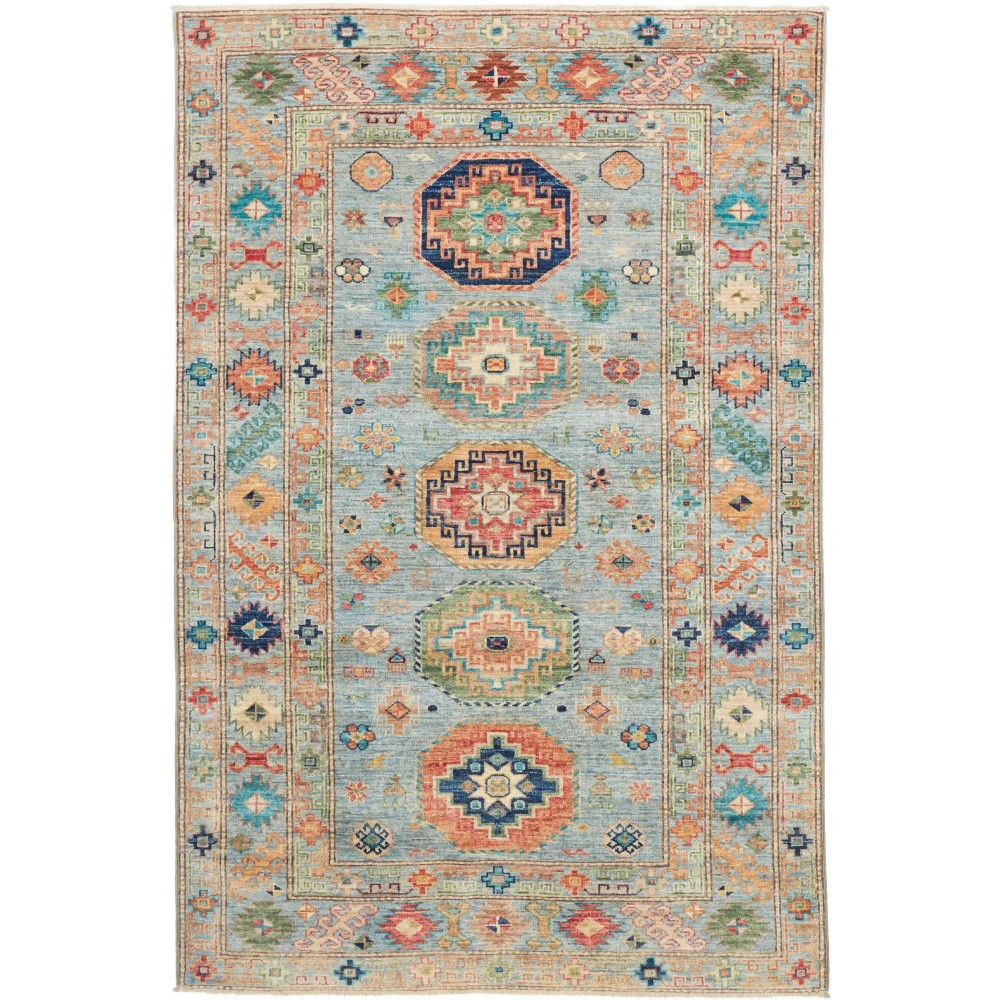 Tappeto Kazak Fine Pakistan azzurro beige 126x192
