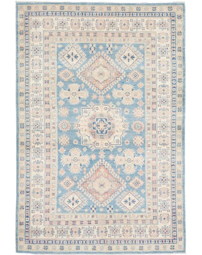Tappeto Kazak Afghanistan bianco azzurro 124x183