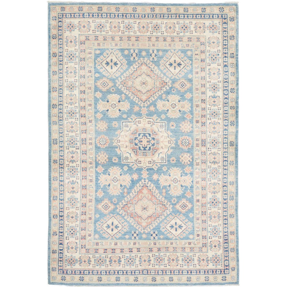 Tappeto Kazak Afghanistan bianco azzurro 124x183