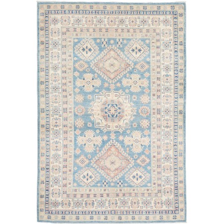Tappeto Kazak Afghanistan bianco azzurro 124x183