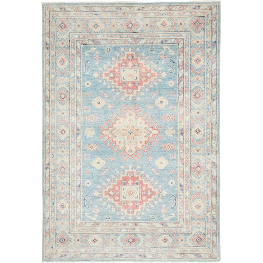 Tappeto Kazak Afghanistan bianco grigio 126x181