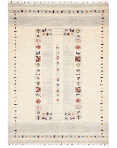 Tappeto Siva Pakistan bianco azzurro 172x241