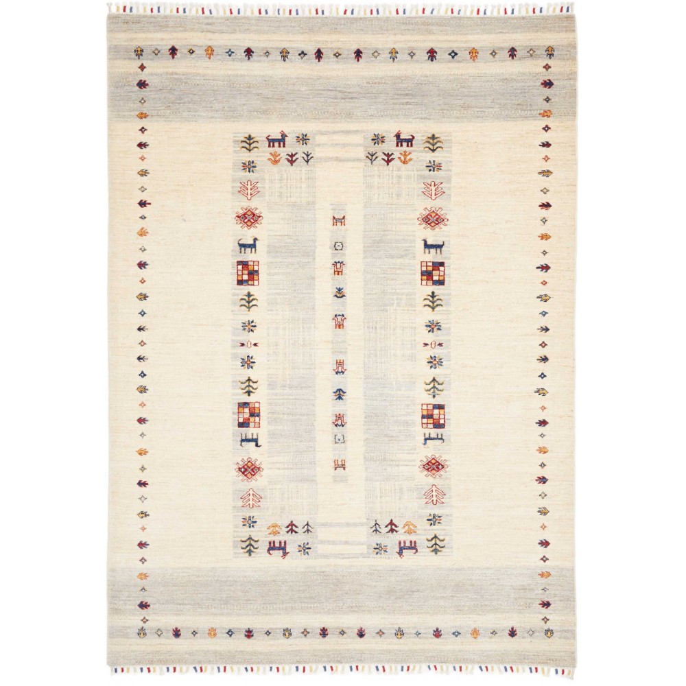 Tappeto Siva Pakistan bianco azzurro 172x241