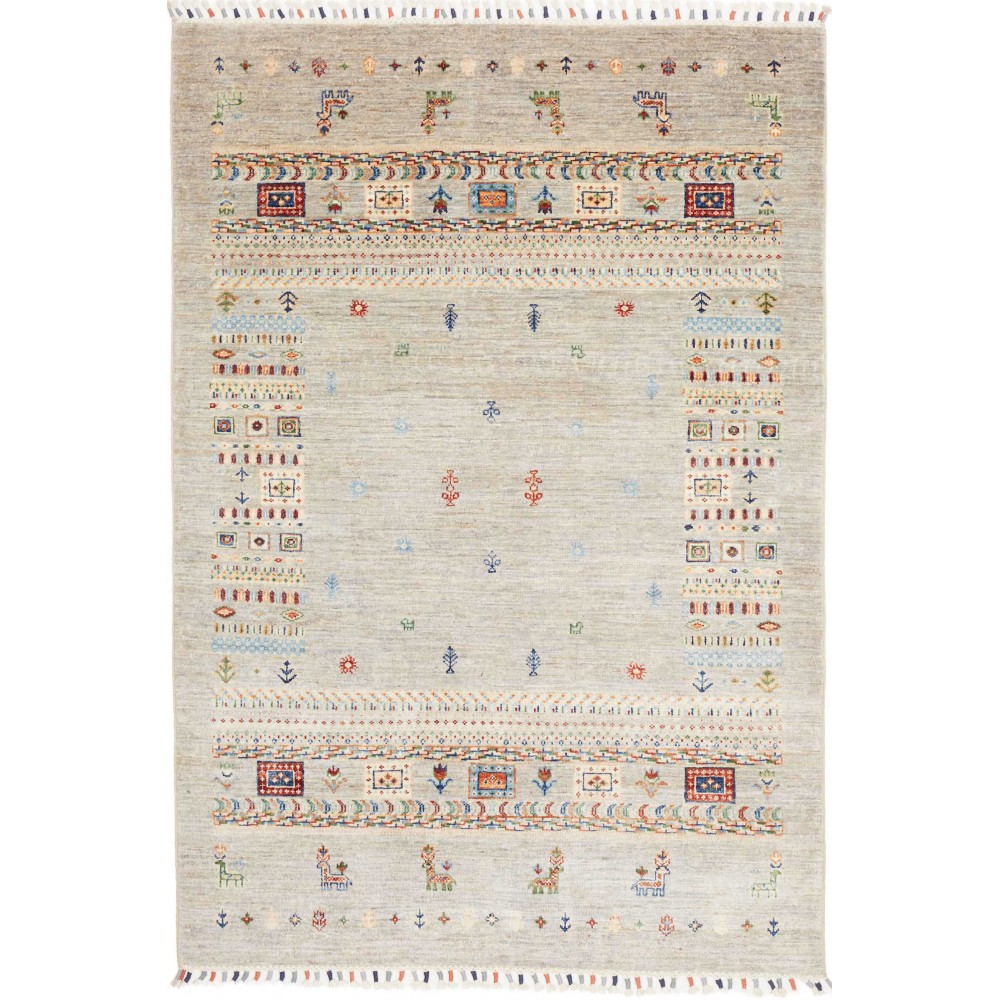 Tappeto Siva Pakistan bianco grigio 122x178