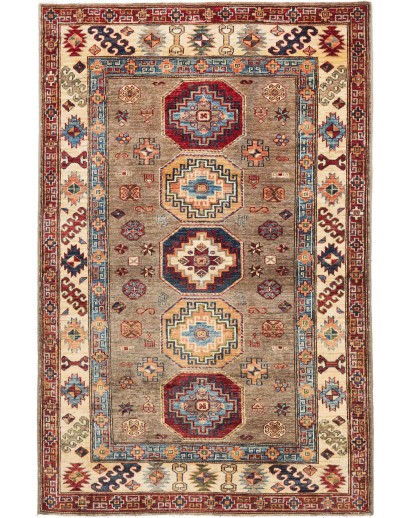 Tappeto Kazak Fine Pakistan marrone grigio 122x190