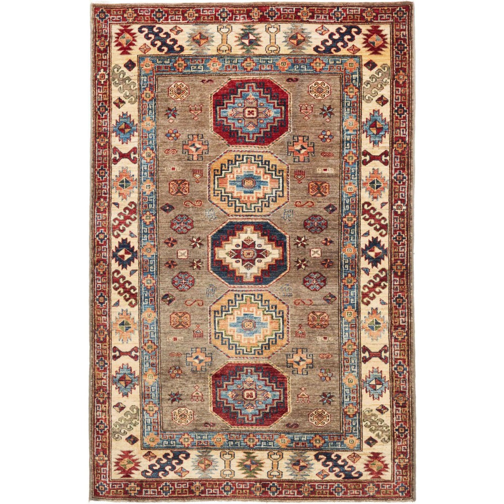 Tappeto Kazak Fine Pakistan marrone grigio 122x190