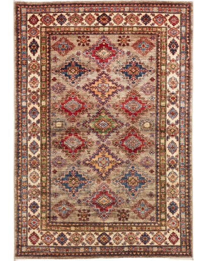 Tappeto Kazak Fine Pakistan bianco grigio 126x184