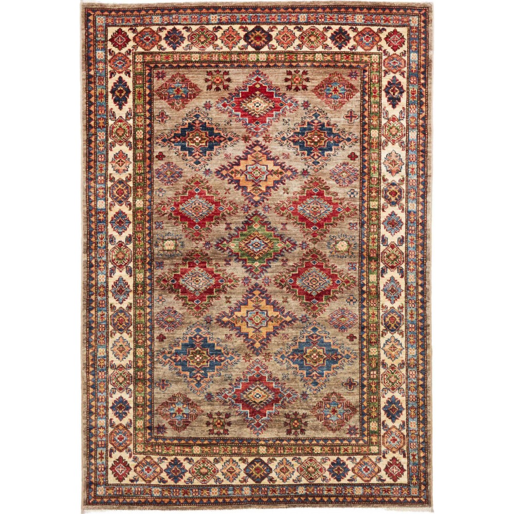 Tappeto Kazak Fine Pakistan bianco grigio 126x184